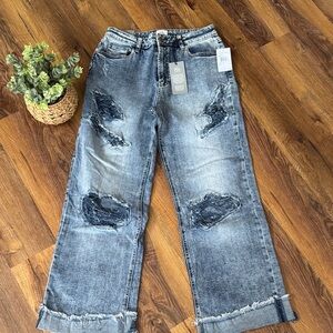 Stylish Distressed Boyfriend Jeans size 30 New cuffed in front but not back